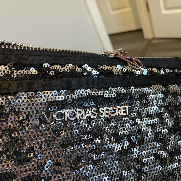 Victoria's Secret Black and Silver Sequin Cosmetic Bag - Picture 10 of 14